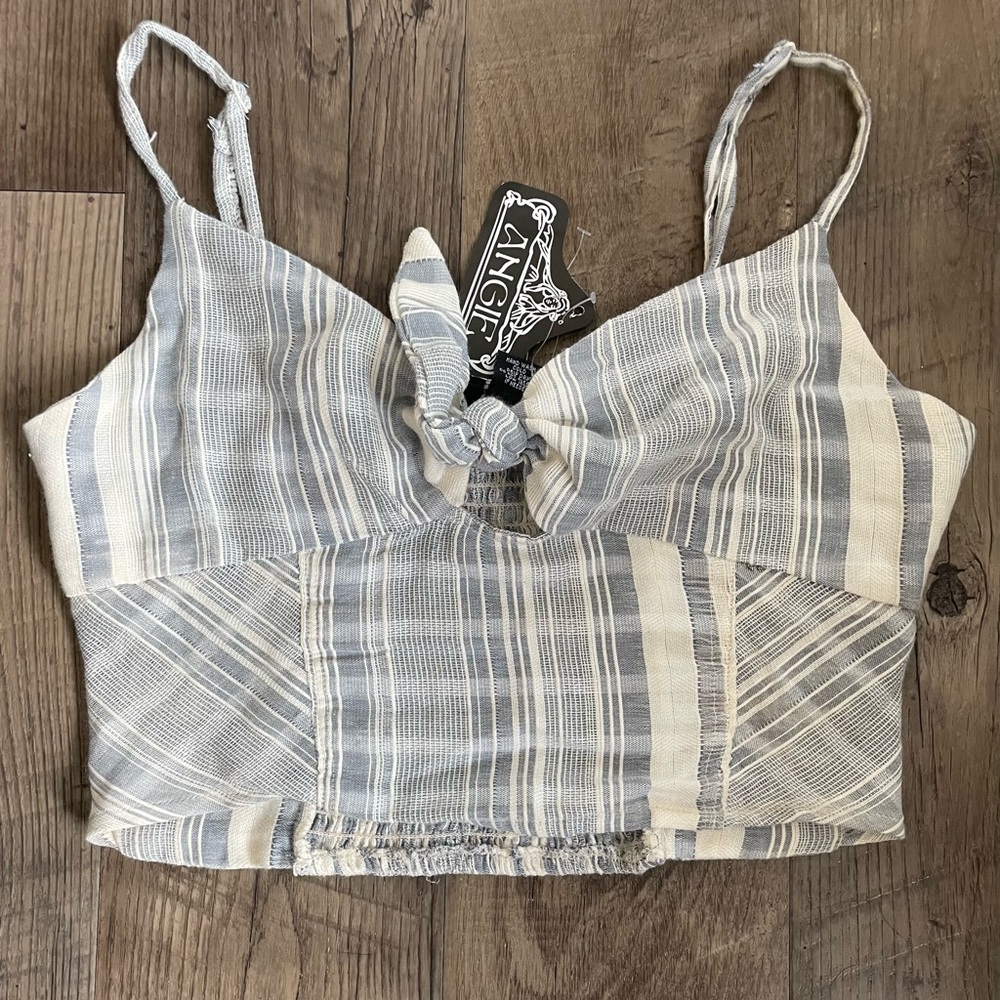 NWT Blue/Cream Stripped Crop Top